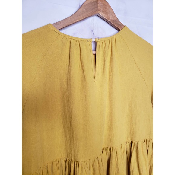 SHEIN Mustard Yellow Long Sleeve BabyDoll Mini Dress XS - Picture 7 of 12